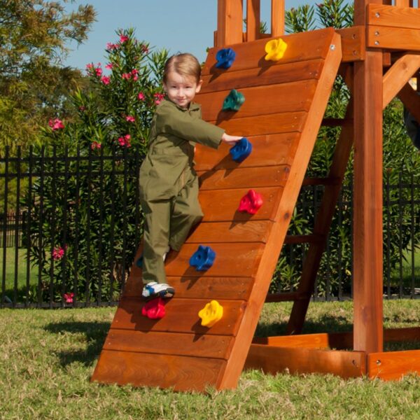 Toucan Fort Swing Sets Wooden Roof Picnic Table Wave Slide