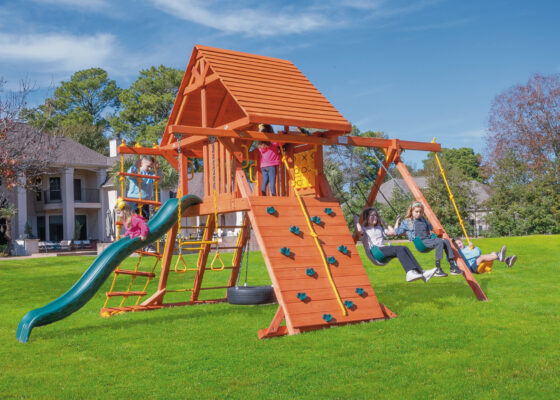 Parrot Island Playcenter w/ Wood Roof and Wave Slide