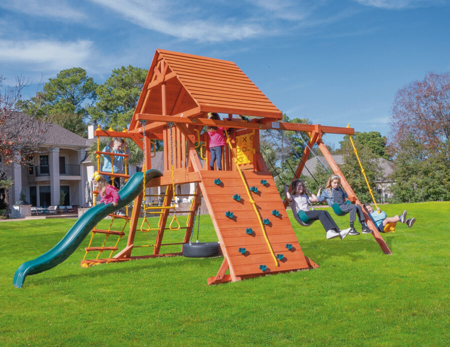 Parrot Island Playcenter w/ Wood Roof and Wave Slide