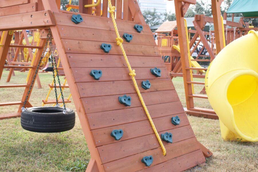 Parrot Island Playcenter w/ Green Tarp, 4x6 Monkey Bars, Loft, Wave Slide and Spiral Slide