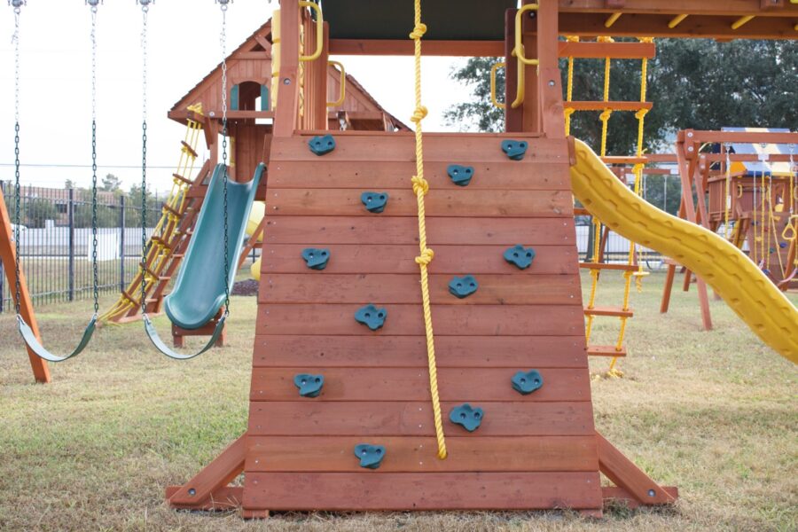 Parrot Island Playcenter w/ Green Tarp, 4x6 Monkey Bars, Loft, Wave Slide and Spiral Slide