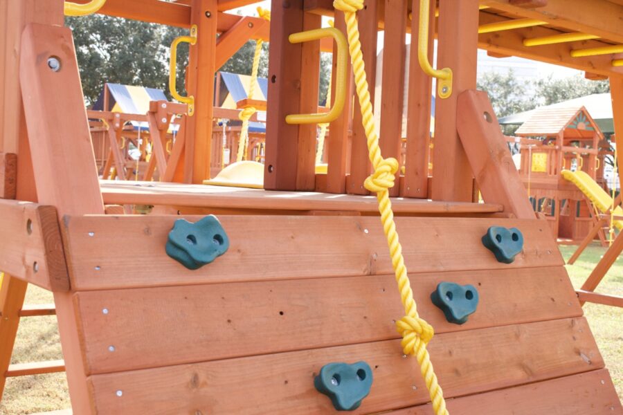 Parrot Island Playcenter w/ Green Tarp, 4x6 Monkey Bars, Loft, Wave Slide and Spiral Slide