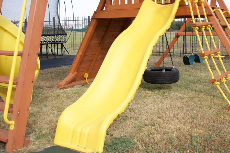 Parrot Island Playcenter w/ Green Tarp, 4x6 Monkey Bars, Loft, Wave Slide and Spiral Slide